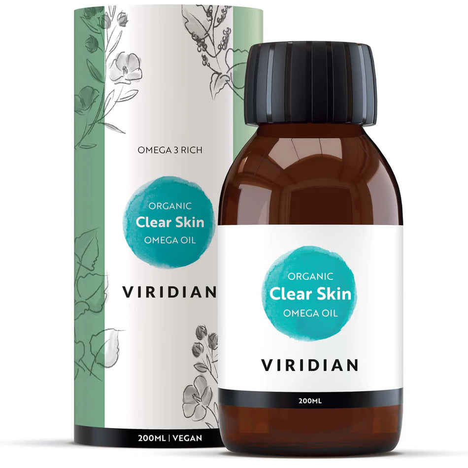 Viridian 100% Organic Clear Skin Omega Oil 200ml Vegan