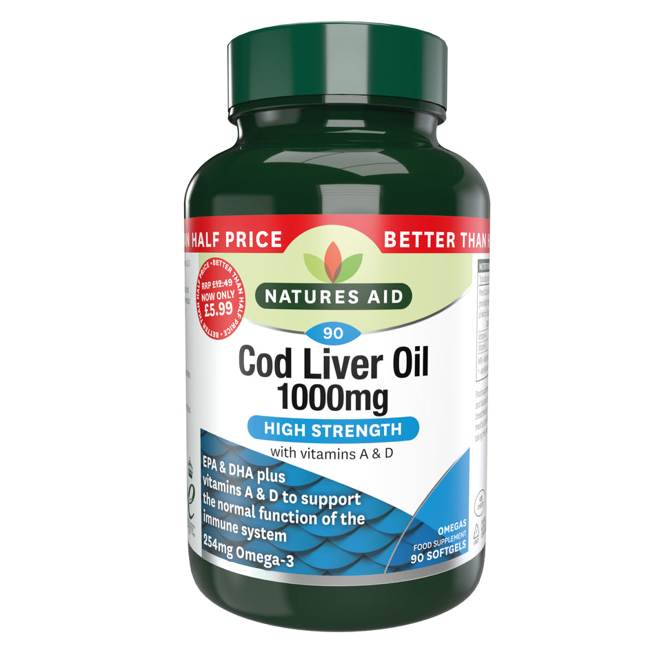 Natures Aid Cod Liver Oil 1000mg 90 Softgels