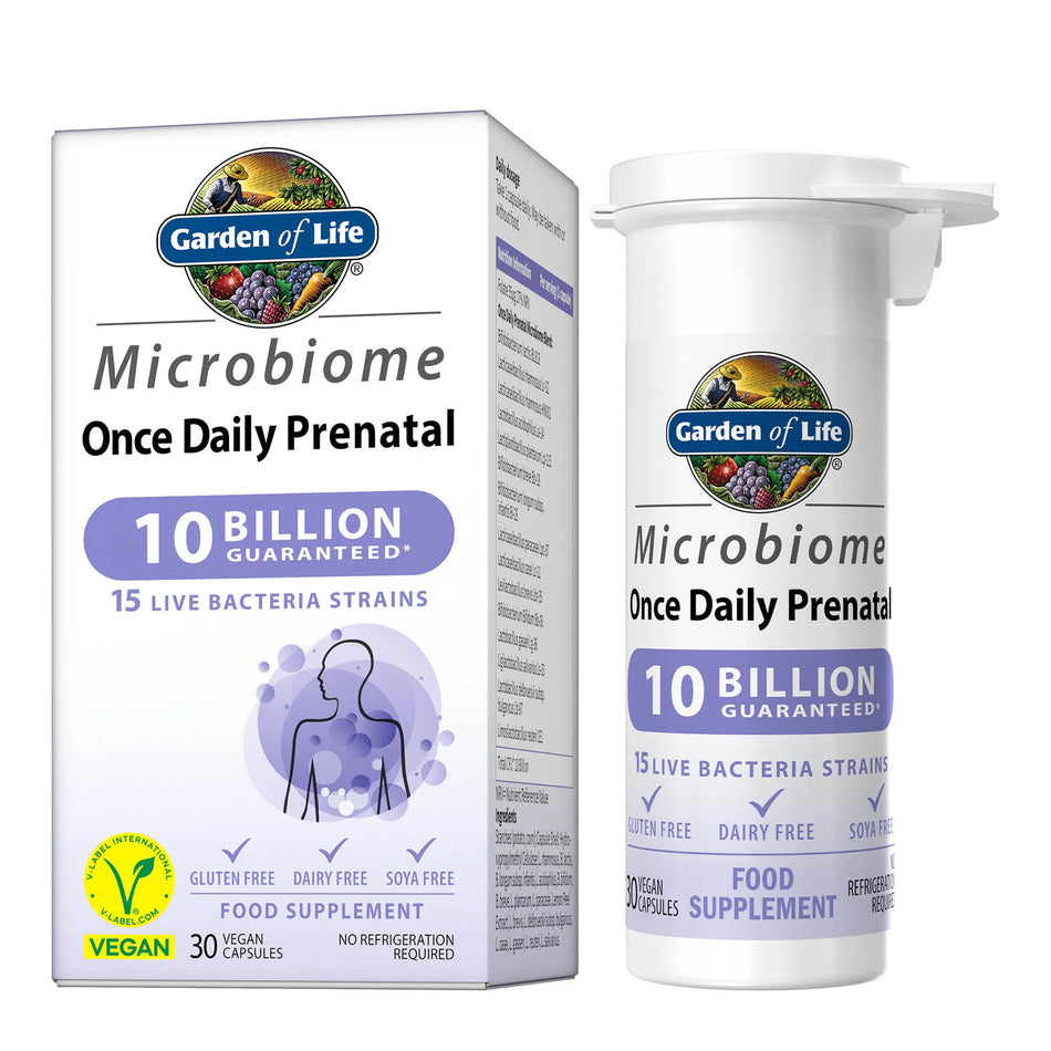 Garden of Life Microbiome Probiotics Once Daily Prenatal 30 Vegan Capsules