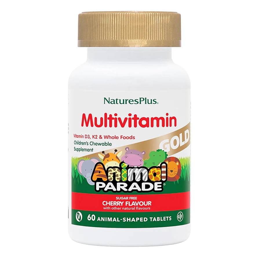 Natures Plus Animal Parade Multivitamin Gold Cherry Flavour 60 Animal Shape Tablets
