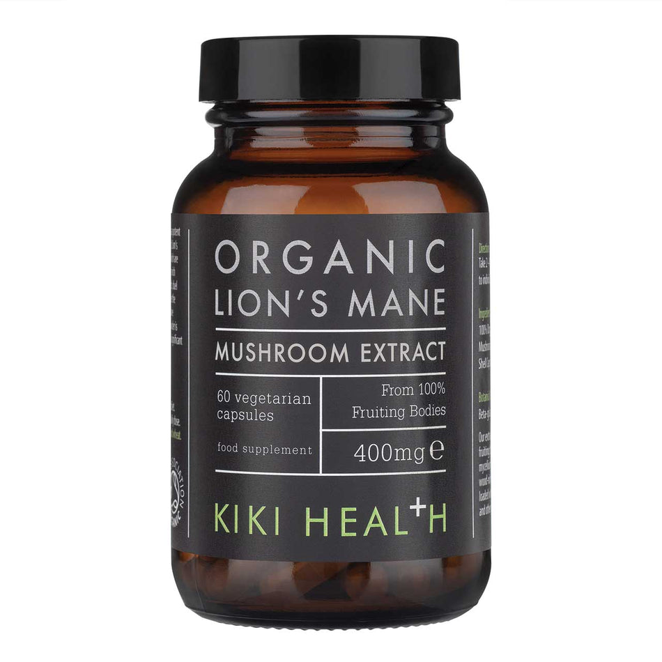 Kiki Health Organic Lion's Mane Mushroom Extract 400mg 60's Vegetarian Capsules