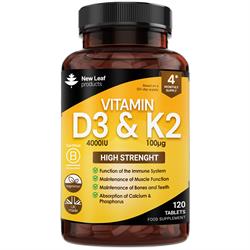 New Leaf Products - Vitamin D3 &amp; K2 Tablets