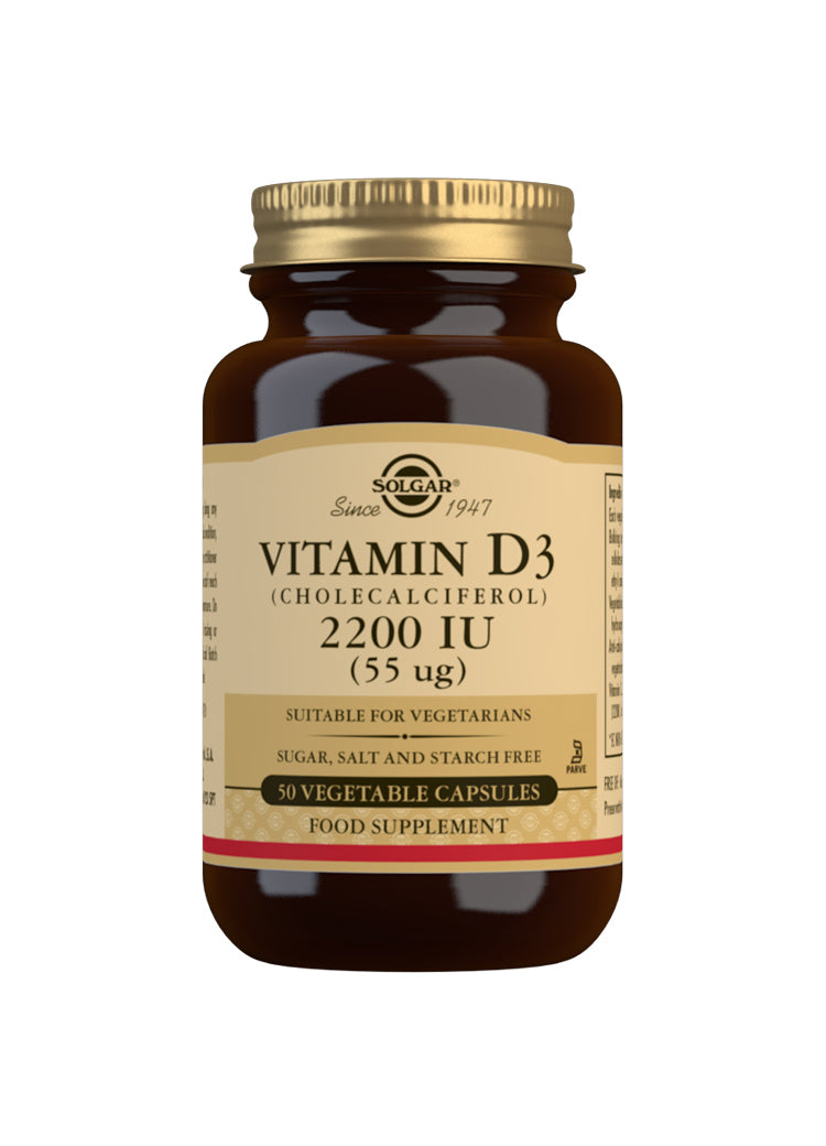 Solgar Vitamin D3 (Cholecalciferol) 2200 IU (55 mcg) Vegetable 50 Capsules