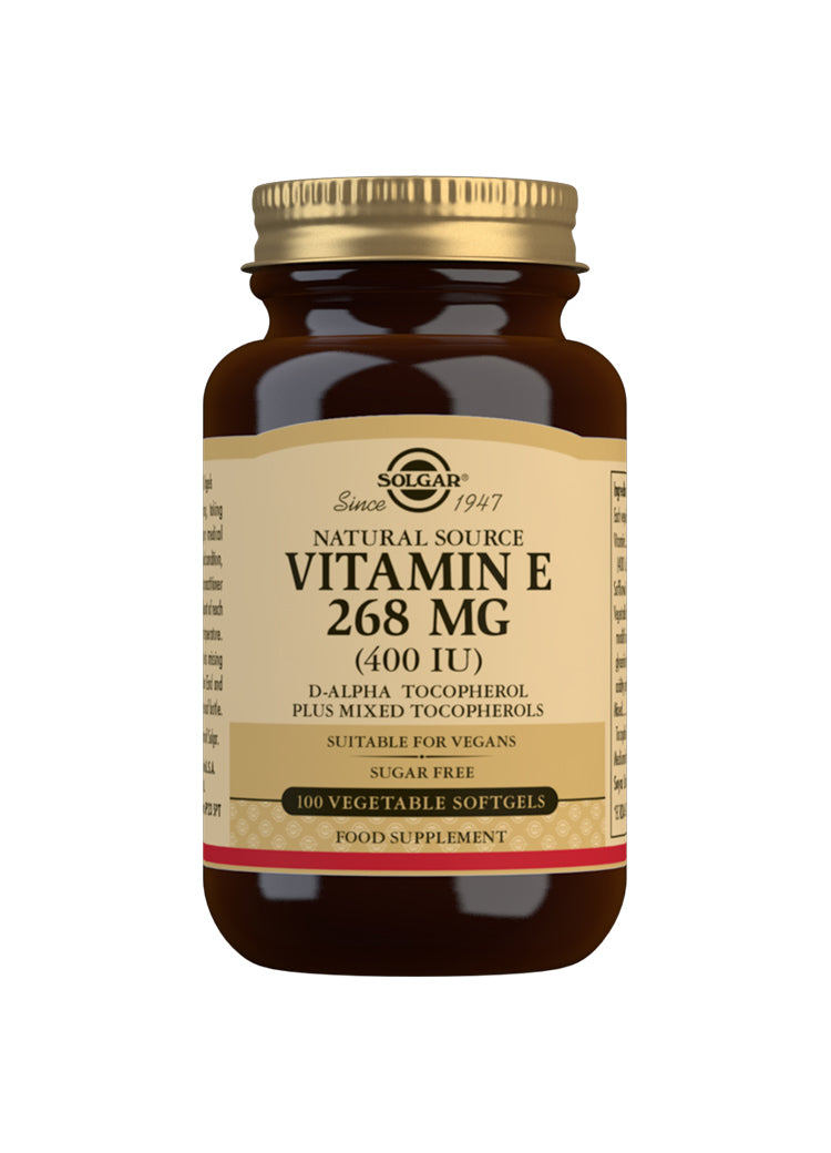 Solgar Natural Source Vitamin E 268 mg (400 IU) 100 Vegetable Capsules 