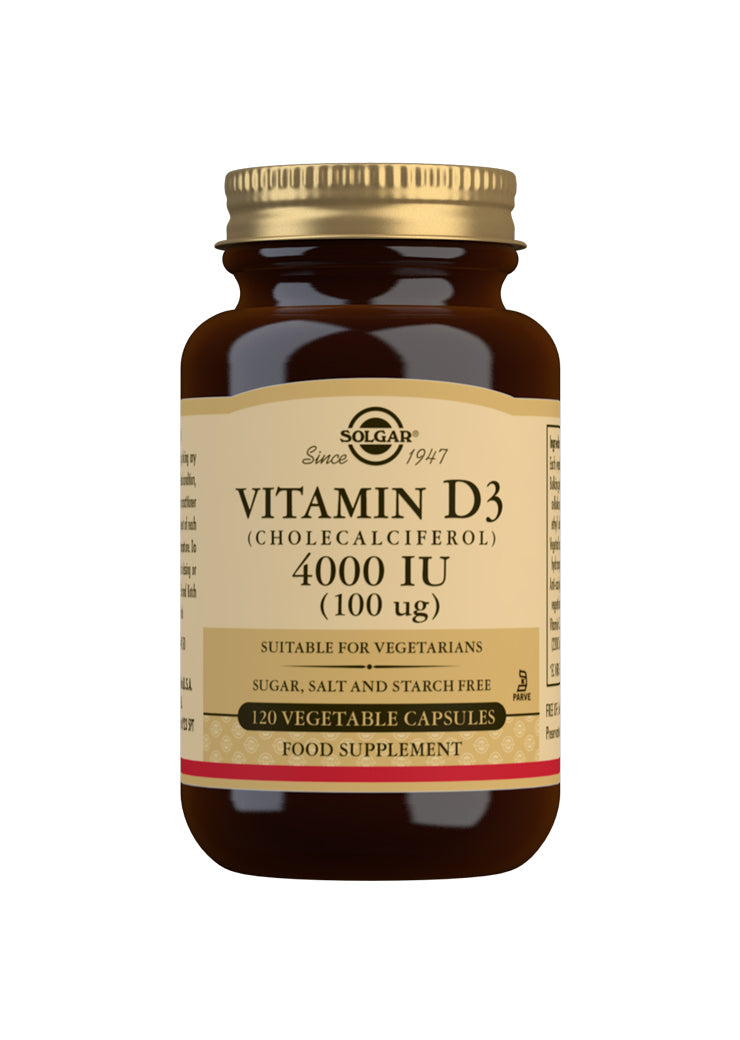 Solgar Vitamin D3 (Cholecalciferol) 4000 IU 120 Vegetable Capsules