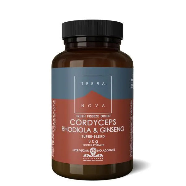 Terra Nova Cordyceps Rhodiola and Ginseng 30g Super Blend 100% Vegan