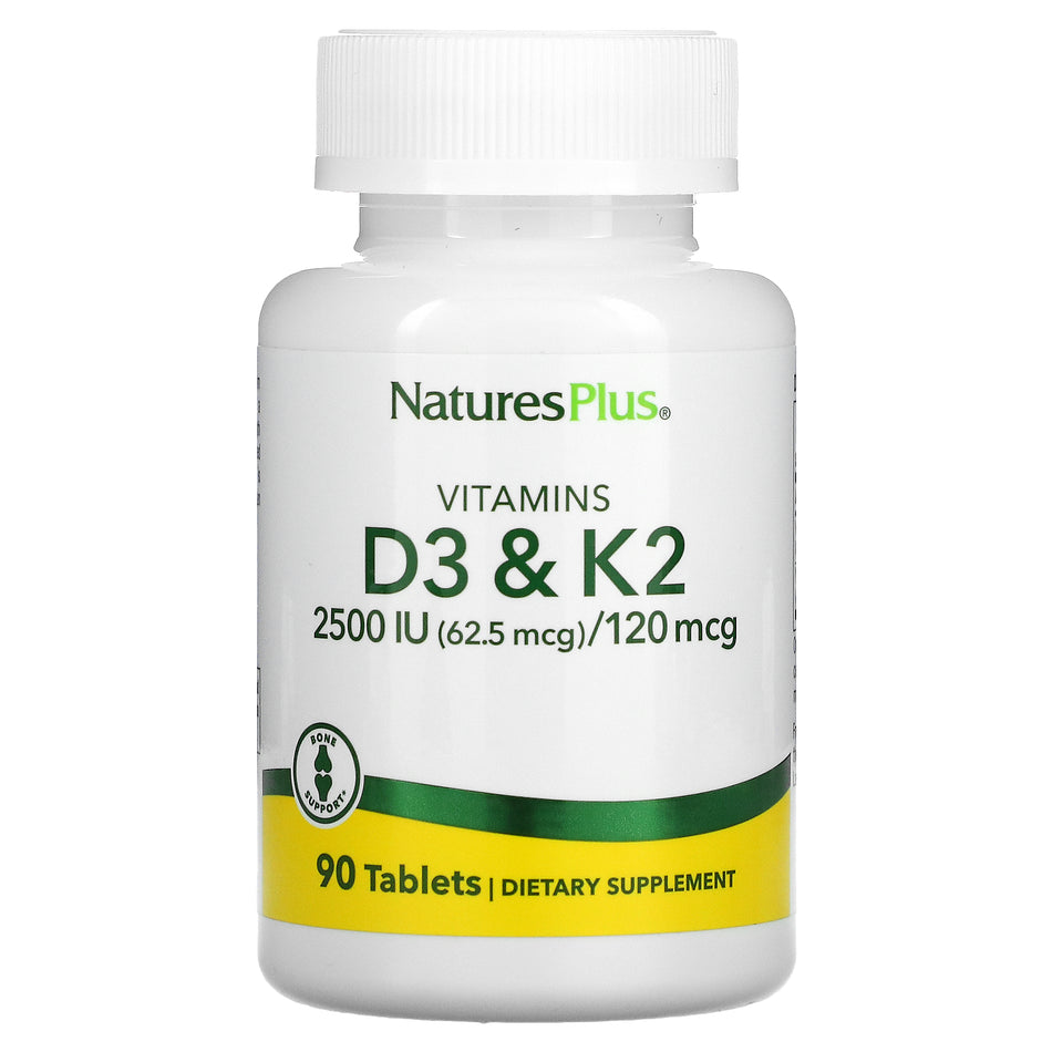 Natures Plus Vitamin D3 and K2 2500iu 90 Tablets