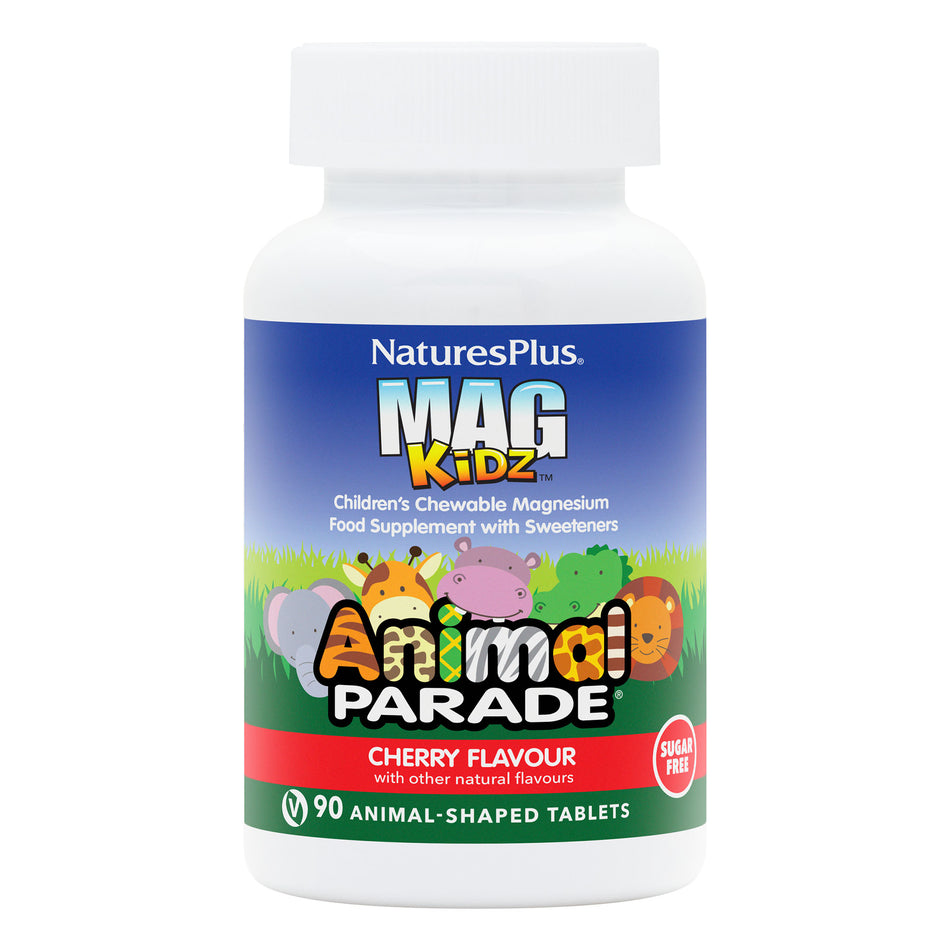 Natures Plus Animal Parade Mag Kidz 90 Animal Shaped Cherry Flavour Chewable Tablets