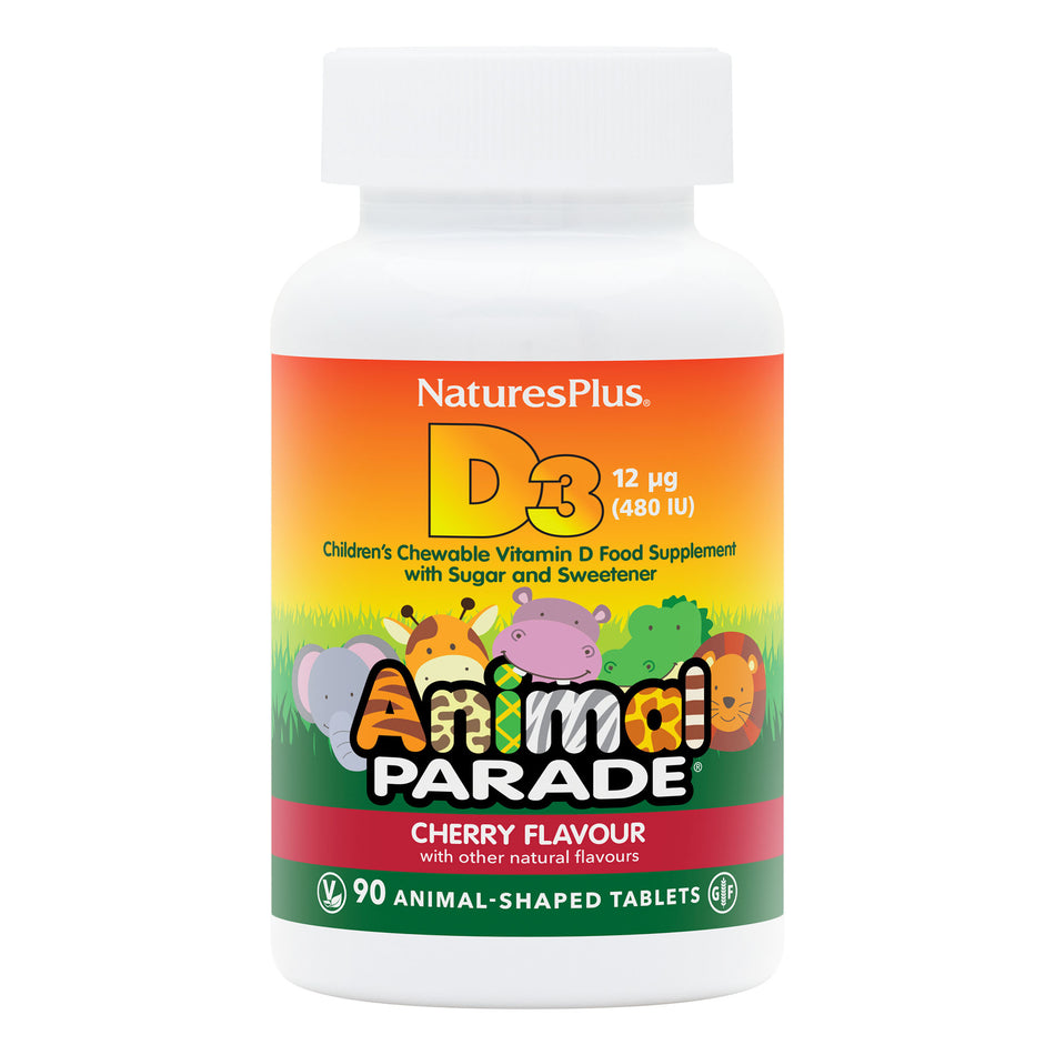 Natures Plus Animal Parade Childrens Vitamin D3 90 Chewable Tablets