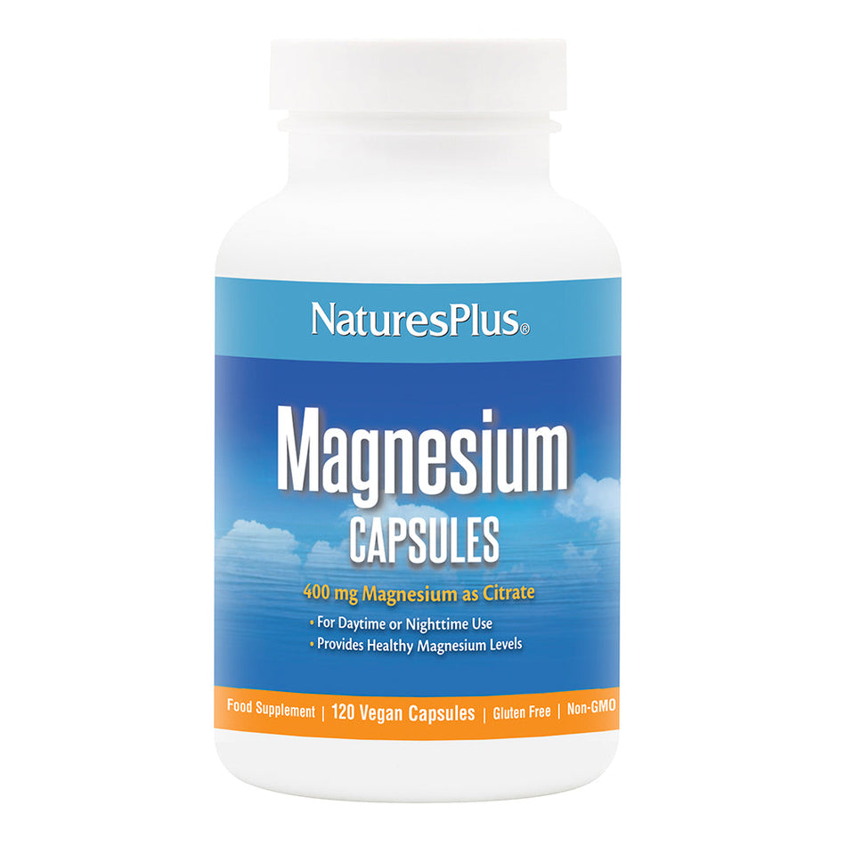Natures Plus Magnesium 120 Vegan Capsules 400mg Magnesium as Citrate