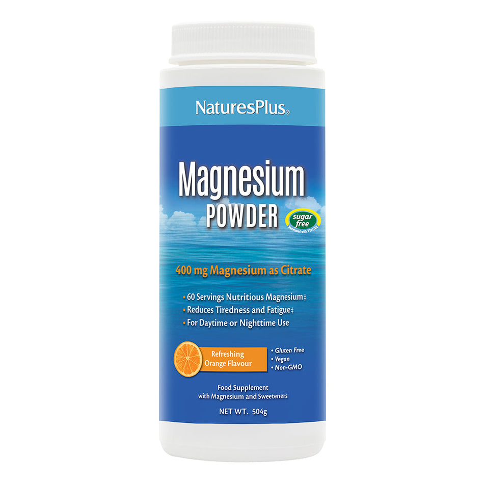 Natures Plus Magnesium Powder Orange Flavour 504g Powder