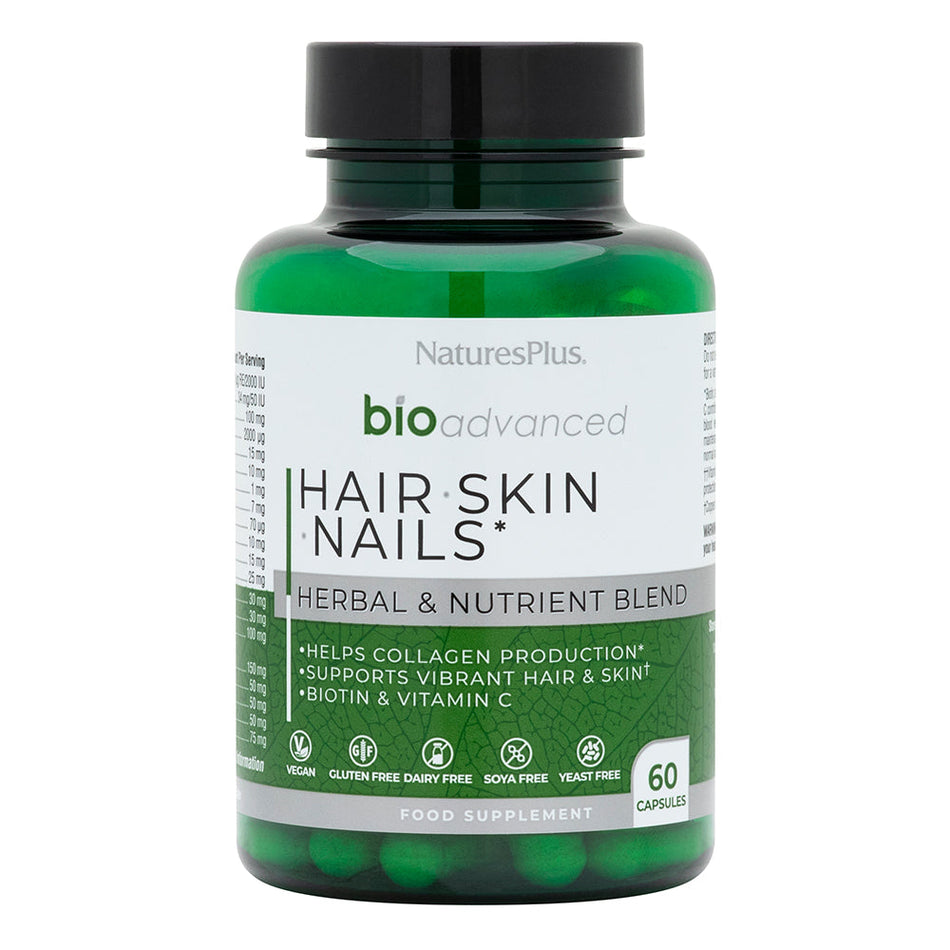 Natures Plus Bioadvanced Hair Skin Nails 60 Vegan Capsules