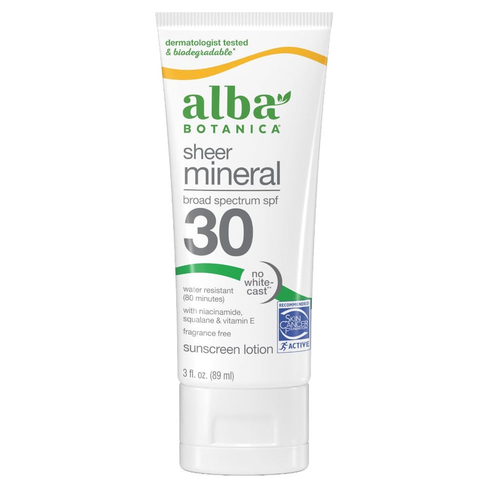 Alba Botanica Sheer Mineral Fragrance Free Sunscreen Lotion SPF 30 89ml