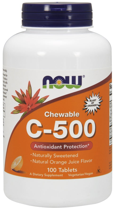 NOW Foods - Vitamin C-500 Chewable, Orange - 100 tabs