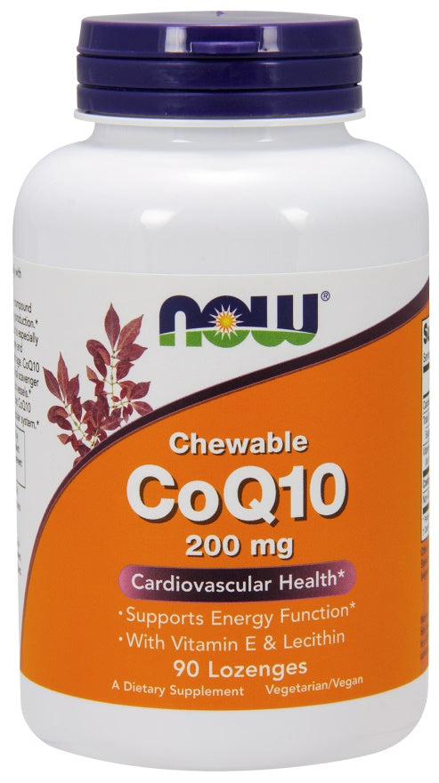 NOW Foods - CoQ10 with Lecithin & Vitamin E, 200mg (Chewable) - 90 lozenges