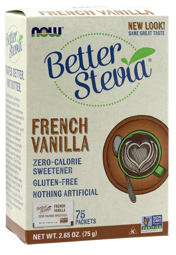 NOW Foods - Better Stevia Packets, French Vanilla - 75 packets