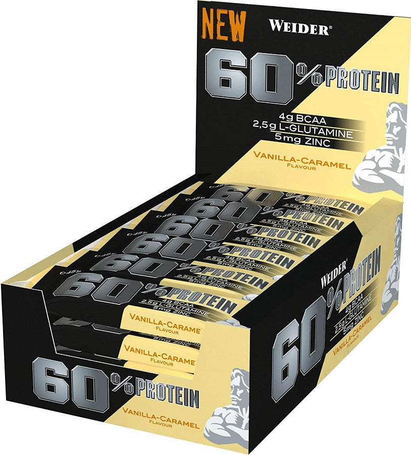 Weider - 60% Protein Bar, Vanilla-Caramel - 24 x 45g