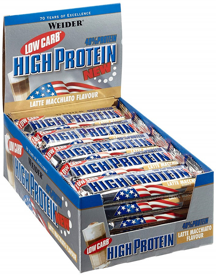 Weider - 40% Low Carb High Protein Bar, Peanut Caramel - 24 x 50g