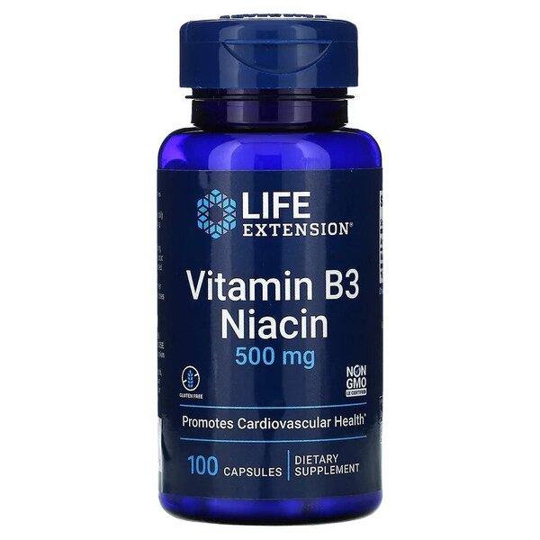 Life Extension - Vitamin B3 Niacin, 500mg - 100 caps