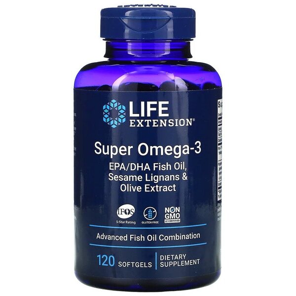 Life Extension - Super Omega-3 EPA/DHA Fish Oil, Sesame Lignans & Olive Extract - 120 softgels