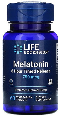 Life Extension - Melatonin 6 Hour Timed Release, 750mcg - 60 vegetarian tabs