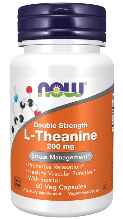 NOW Foods - Double Strength L-Theanine, 200mg - 60 vcaps