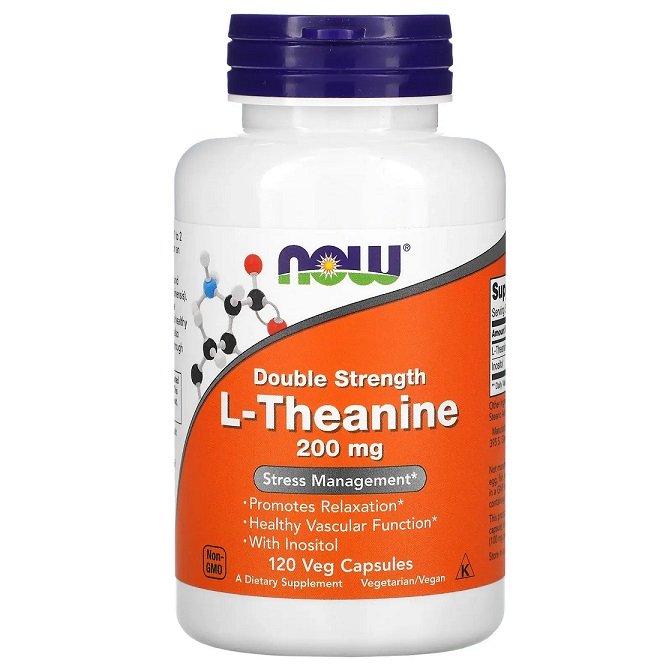 NOW Foods - Double Strength L-Theanine, 200mg - 120 vcaps