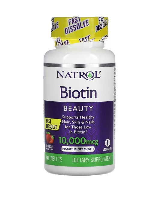 Natrol Biotin Fast Dissolve 10000mcg (Strawberry) - 60 tabs