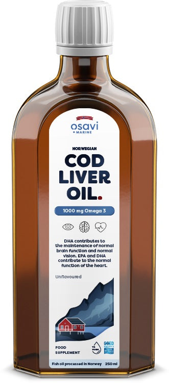 Osavi - Norwegian Cod Liver Oil, 1000mg Omega 3 (Unflavoured) - 250 ml.