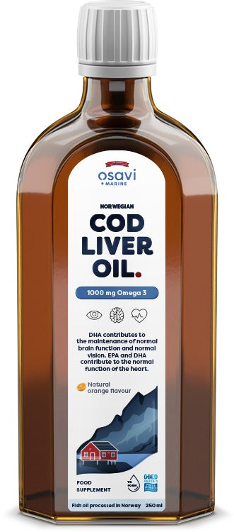Osavi - Norwegian Cod Liver Oil, 1000mg Omega 3 (Orange) - 250 ml.