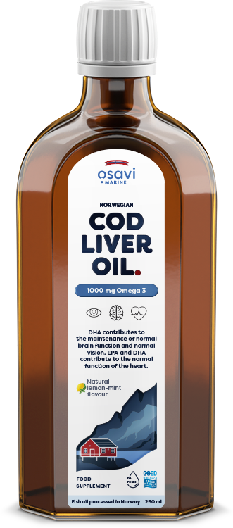 Osavi - Norwegian Cod Liver Oil, 1000mg Omega 3 (Lemon-Mint) - 250 ml.