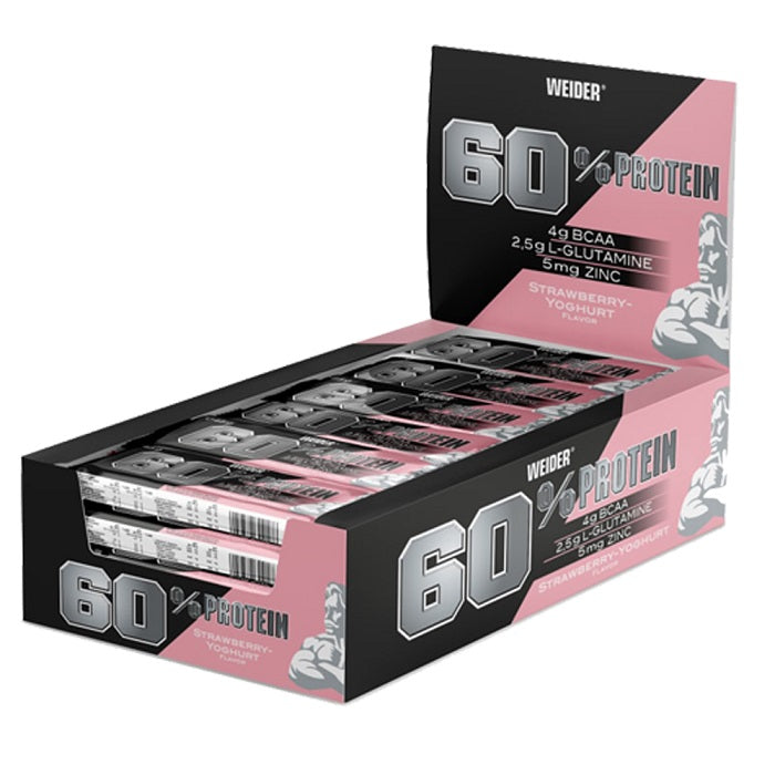 Weider - 60% Protein Bar, Strawberry-Yoghurt - 24 x 45g