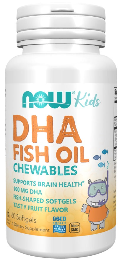 NOW Foods - DHA Kids Fish Oil Chewables, 100mg - 60 softgels