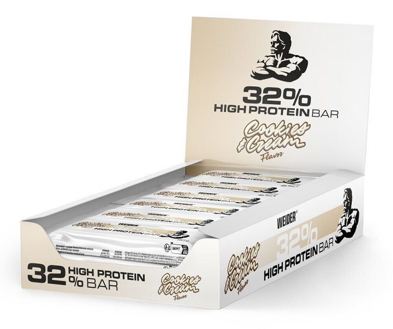 Weider - 32% High Protein Bar, Cookies & Cream - 12 x 60g