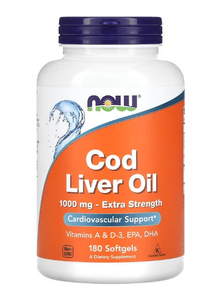 NOW Foods - Cod Liver Oil, 1000mg Extra Strength - 180 softgels