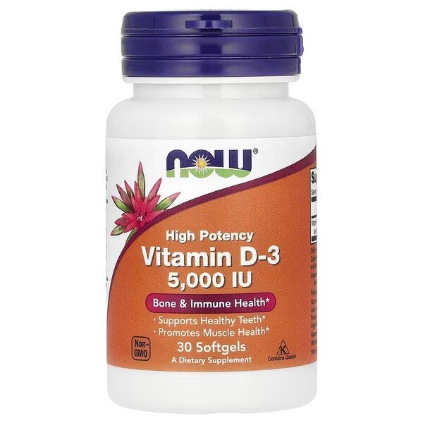 NOW Foods - Vitamin D-3, 5000 IU - 30 softgels