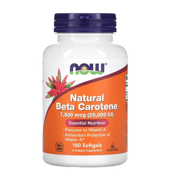 NOW Foods - Beta Carotene Natural, 25 000 IU - 180 softgels