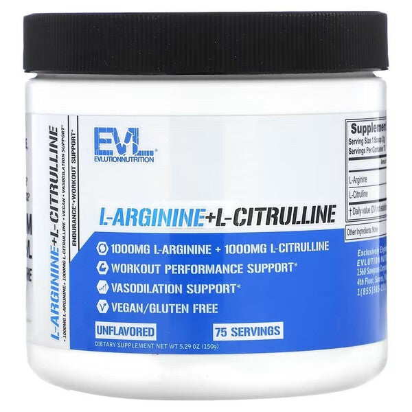 EVLution Nutrition L-Arginine + L-Citrulline Powder 150g