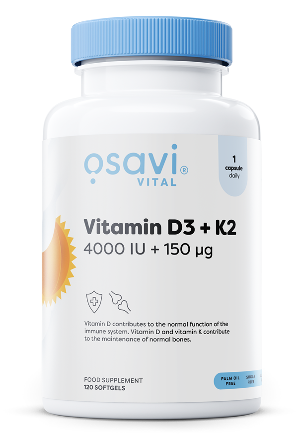 Osavi - Vitamin D3 + K2, 4000IU + 150mcg - 120 softgels