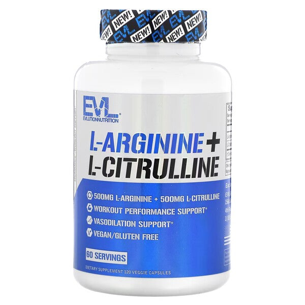EVLution Nutrition L-Arginine + L-Citrulline Capsules 120 vcaps