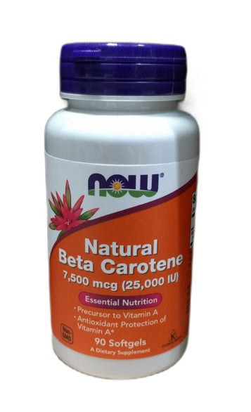NOW Foods - Beta Carotene Natural, 7 500 mcg (25 000 IU) - 90 softgels