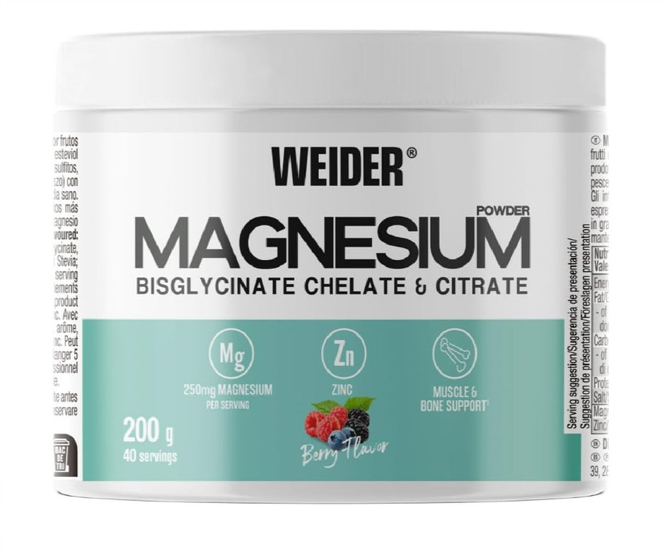 Weider - Magnesium Bisglycinate Chelate & Citrate, Berry - 200g
