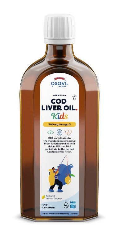 Osavi - Norwegian Cod Liver Oil Kids, 500mg Omega 3 (Lemon) - 250 ml.
