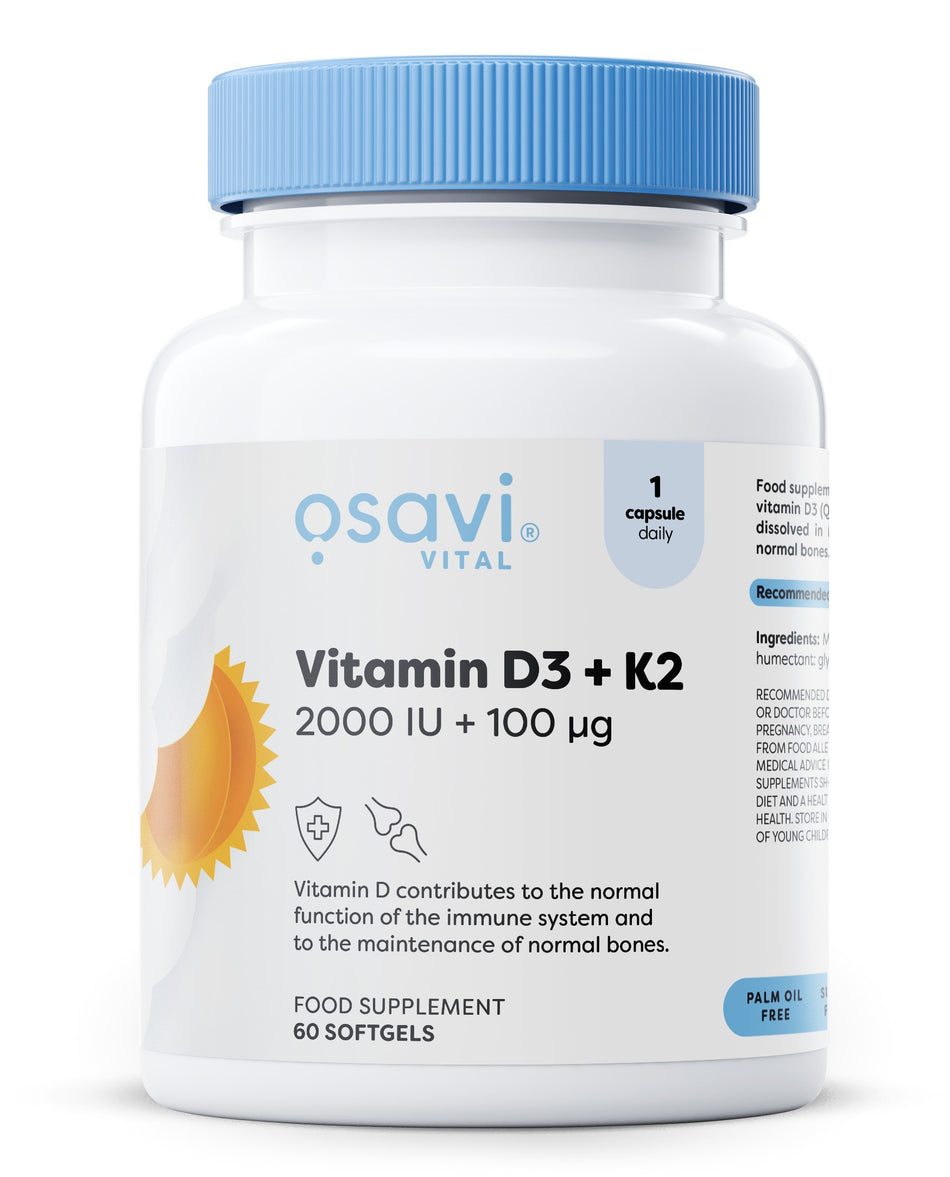 Osavi - Vitamin D3 + K2, 2000IU + 100mcg - 60 softgels