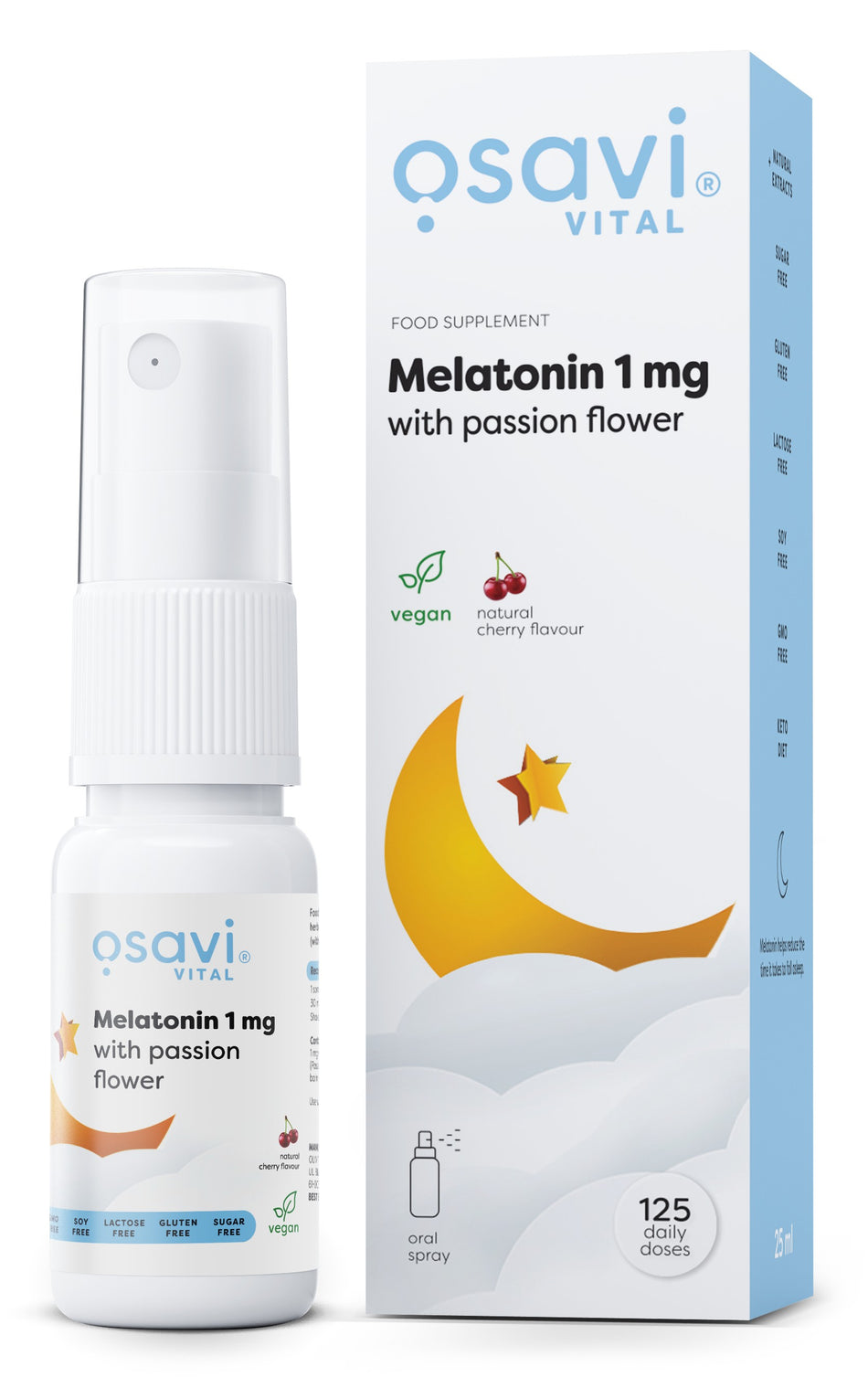 Osavi - Melatonin with Passion Flower Oral Spray, 1mg (Cherry) - 25 ml.