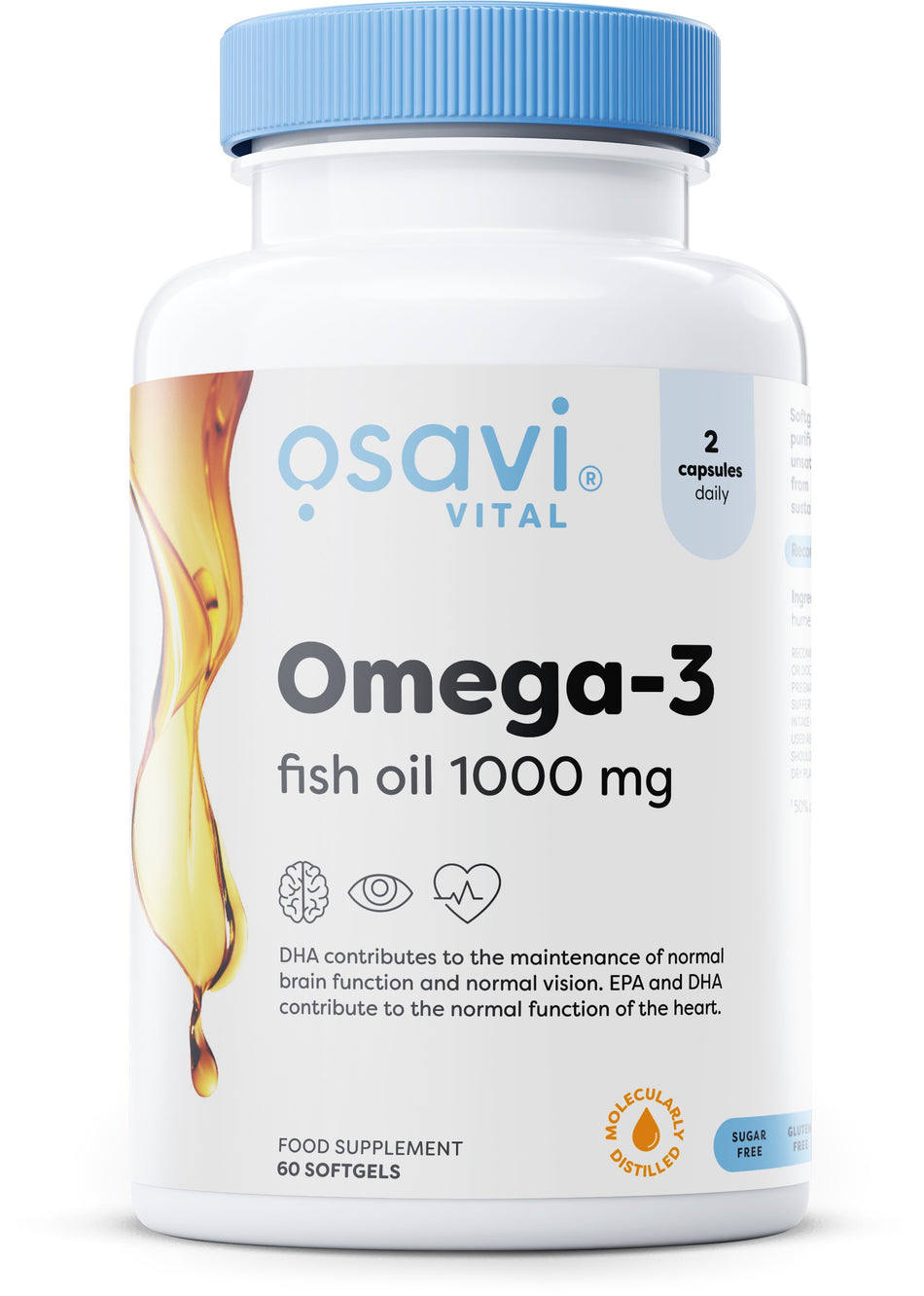 Osavi - Omega-3 Fish Oil Molecularly Distilled, 1000mg - 60 softgels