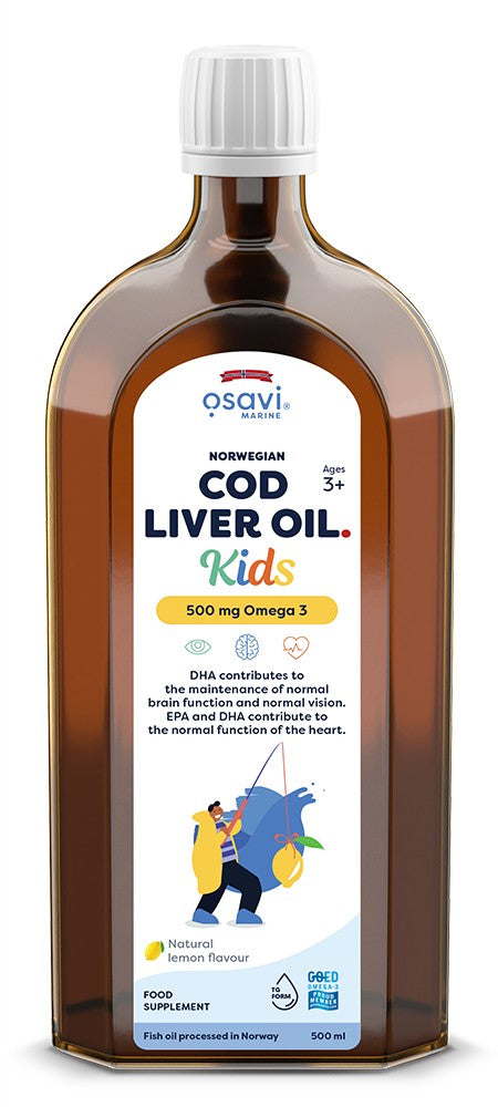 Osavi - Norwegian Cod Liver Oil Kids, 500mg Omega 3 (Lemon) - 500 ml.