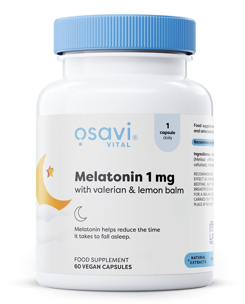 Osavi - Melatonin with Valerian & Lemon Balm, 1mg - 60 vegan caps