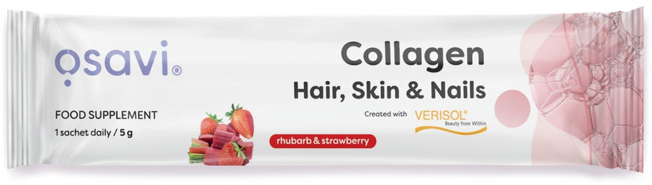 Osavi - Collagen Peptides (Hair Skin & Nails), Rhubarb & Strawberry - 5g (1 serving)
