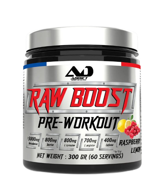 Addict Sport Nutrition Raw Boost Pre-Workout Raspberry Lemon 300g